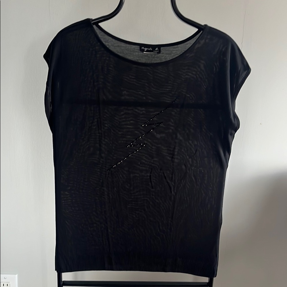 Agnes B. Black Sheer Blouse